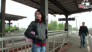 Skinny german slut pick up at train station and fucked